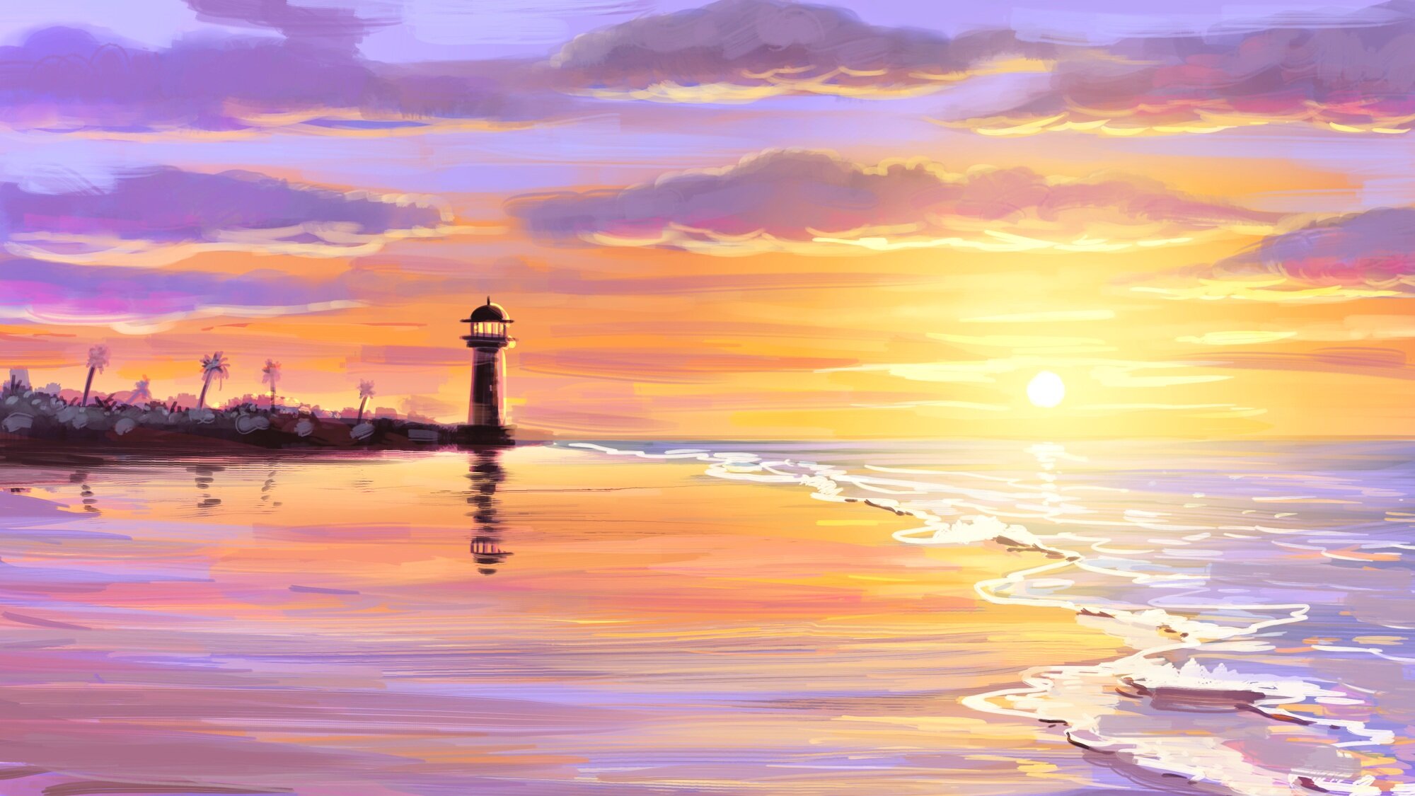 Krita sunset tutorial - completed image