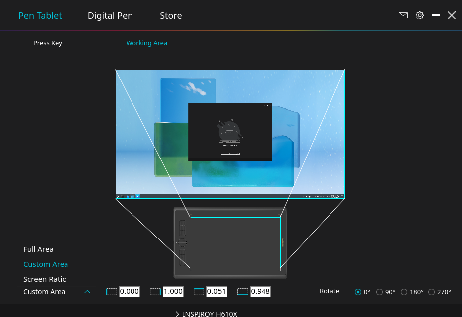 tabet mapping in the huion app