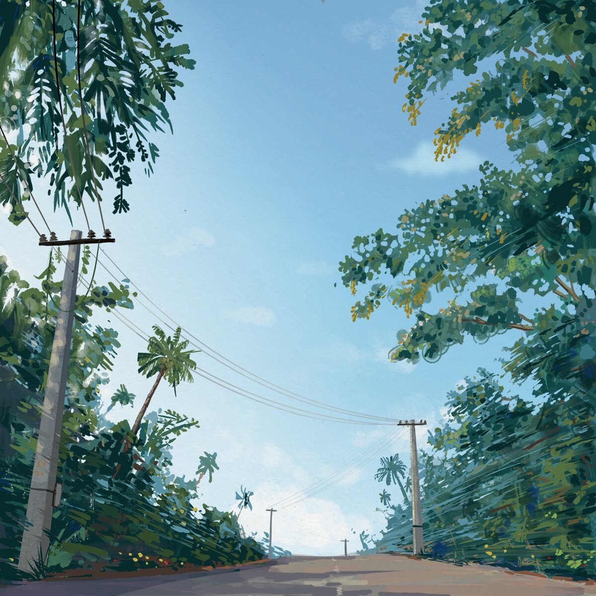 Digital painting of a road