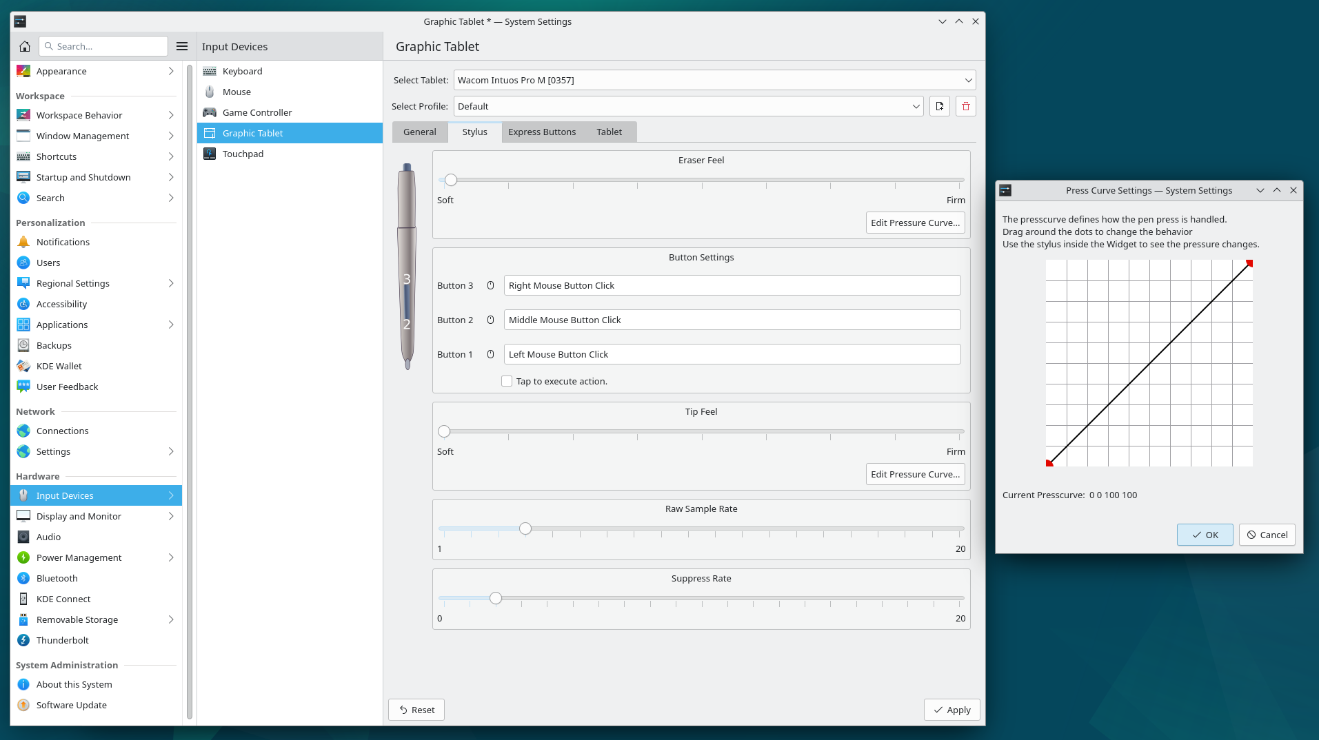 Graphic tablet setting GUI in KDE plasma X11 session
