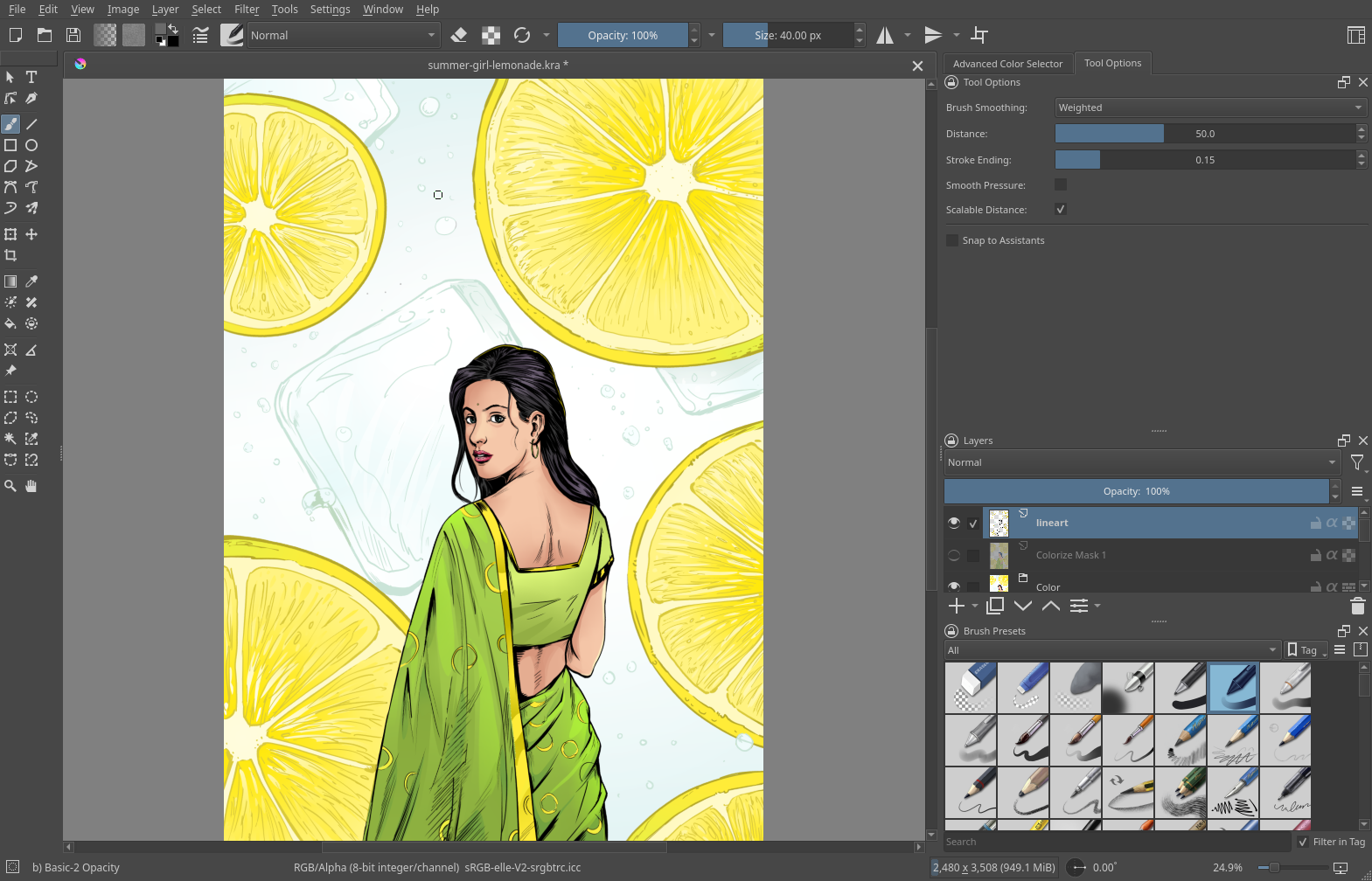 Krita window showing one of my artwork