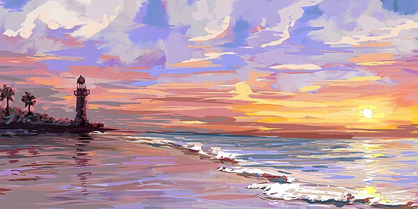 Sunset - landscape painting warm-up-thumb