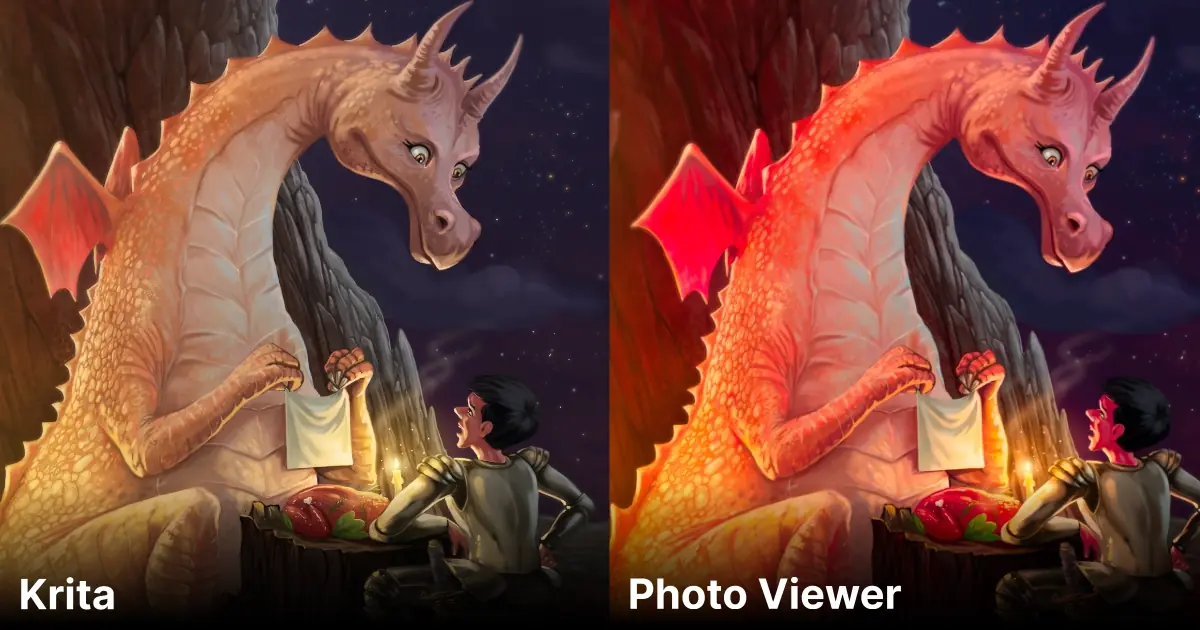 cover image showing different colored artwork in different programs